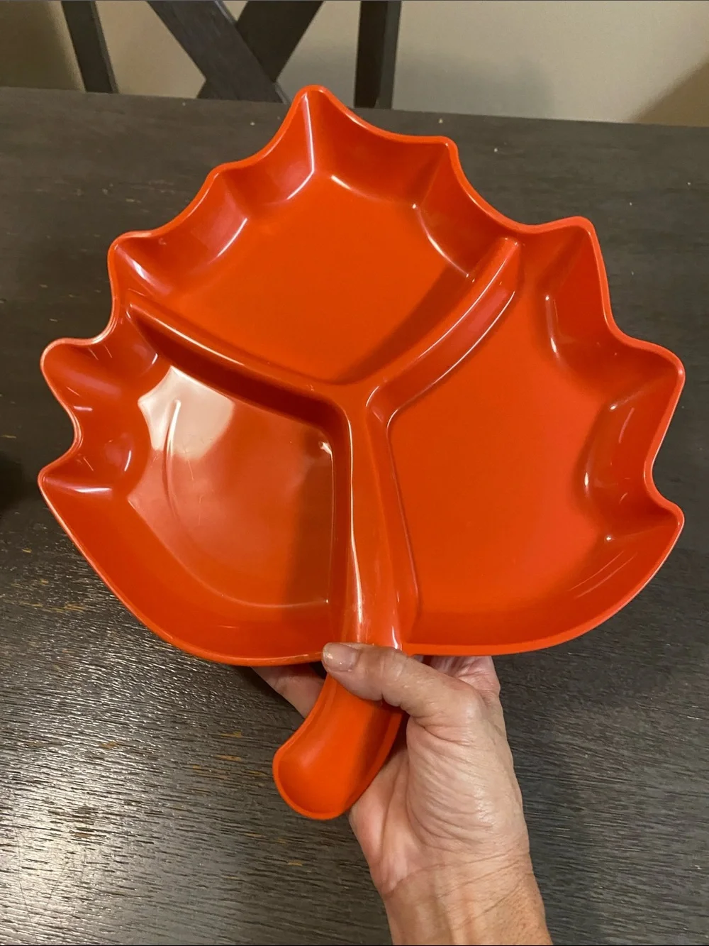 Orange Leaf-Shaped Divided Serving Tray
